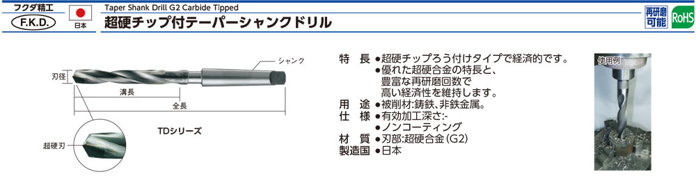 TD系列斜柄鑽頭(焊刃)規格、品號、產品說明｜伍全企業